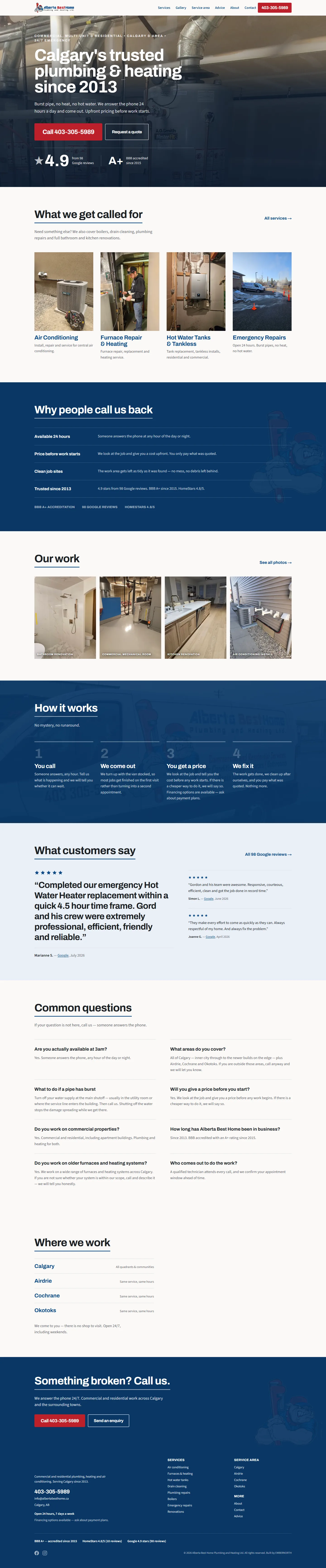 Alberta Best Home Plumbing & Heating — Calgary contractor website by Ember North